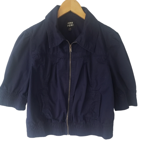 Fire Foxi Blue Short Sleeve Jacket. Size Large. Junior Large. Zipper. - Picture 4 of 9
